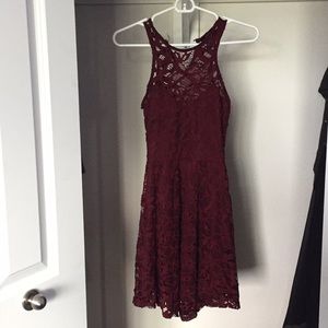 Maroon Lace Formal Dress